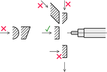 Example illustration: workpiece position with pin-type stop