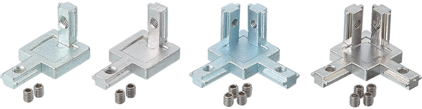 Example of corner connectors: (left to right) HBLBCA, SHBLBCA, HBLBCB, SHBLBCB