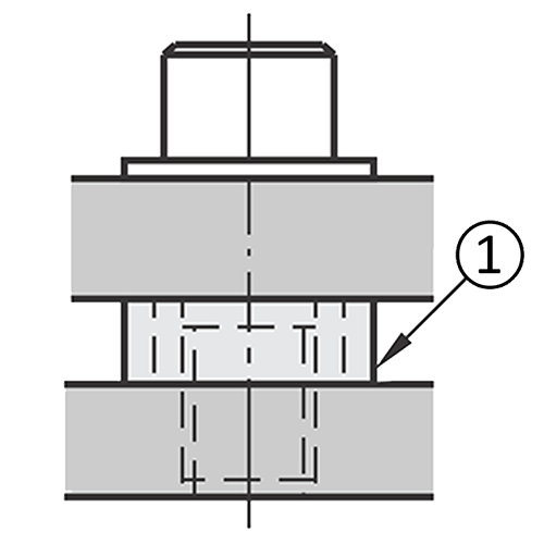 Spacer sleeve for increased distance: (1) Spacer sleeve