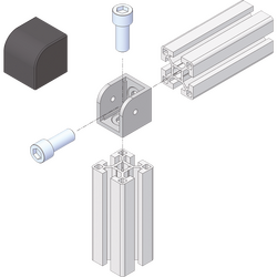 Assembly example: Two-sided HBLCS corner connector (set with screws and cover cap)
