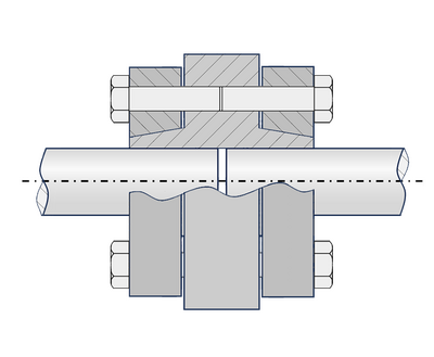 Example of a shaft coupling with clamping sleeve