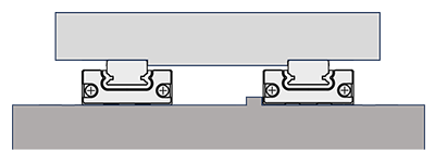 Mounting example - movable rail, fixed guide carriage.