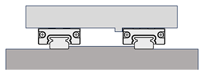 Mounting example - fixed rail, movable guide carriage.