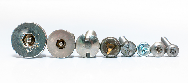 An example of various tamper-resistant screws
