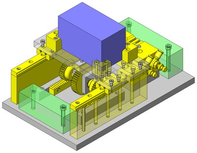 Example: Parallel arrangement of profile rail guides with 2 guide carriages.