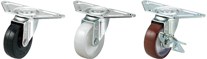 Various equipment casters with mounting plate