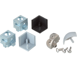 Three-sided corner connector with cover cap: HBLCR (left), HBLCD (right)