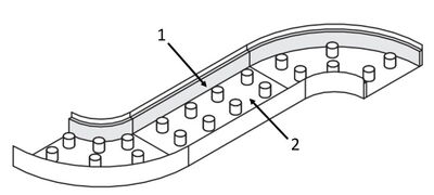 Application example with impact protection strip (1) on a conveyor belt (2)