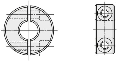 Drawing of a two-part adjusting ring